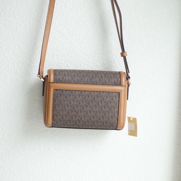MK Michael Kors Logo Freya Brown Acorn Crossbody Bag NEW - Picture 8 of 15